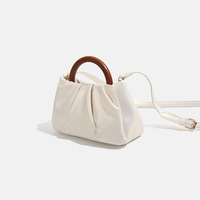 Women Cloud Bag Wrinkled Bag White - Thumbnail 3
