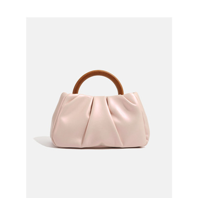 Women cloud bag wrinkled bag pink - Thumbnail 3