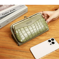 Women Horizontal Zipper Phone Bag Green - Thumbnail 2