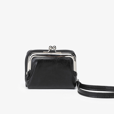 Women's clip bag zero wallet minimally handheld bag black - Thumbnail 5