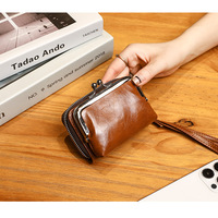 Women's Clip Bag Zero Wallet Minimally Handheld Bag Brown - Thumbnail 1