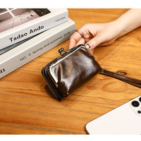 Women's Clip Bag Zero Wallet Minimally Handheld Bag Brown - Thumbnail 1