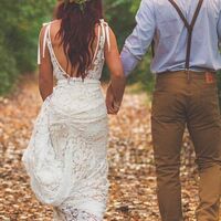 Sexy Sheath Lace Beach Boho Wedding Dress Bridal Gown Wedding Gown - Thumbnail 1