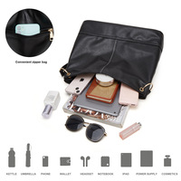 Women Hobo Bags Top Handle Satchel Shoulder Purse Bucket Handbag Black - Thumbnail 2