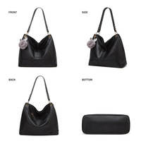 Women Hobo Bags Top Handle Satchel Shoulder Purse Bucket Handbag Black - Thumbnail 3