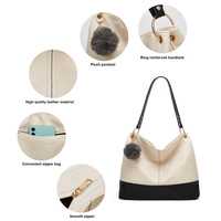 Women Hobo Bags Top Handle Satchel Shoulder Purse Bucket Handbag White - Thumbnail 3