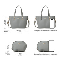 Women Tote Bag Handbags PU Leather Fashion Hobo Shoulder Bags Grey - Thumbnail 1