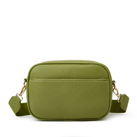 Women's Small Classy Crossbody Purse Leather Satchel Bags Green - Thumbnail 1