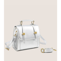 College Style Backpack Handbag Silver - Thumbnail 1