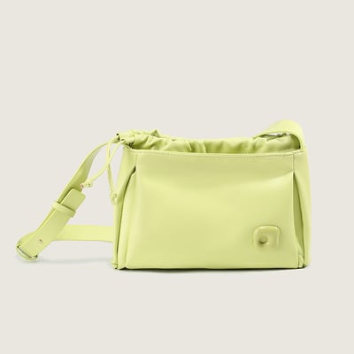 Ladies' pleated cloud bag small classy crossbody purse yellow - Thumbnail 3