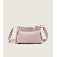 Ladies' Pleated Cloud Bag Small Classy Crossbody Purse Pink - Thumbnail 4