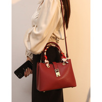 Women Designer Handbag and Purse, PU Leather Top Handle Satchel Shoulder Bag Red - Thumbnail 2