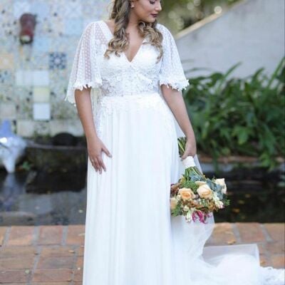 Plus size sheath lace beach boho wedding dress bridal gown wedding gown