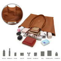 Women Fashion Handbags Wallet Tote Bag Shoulder Bag 3pcs Brown - Thumbnail 3