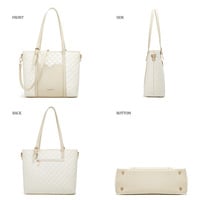 Women Fashion Synthetic Leather Handbags Tote Bag Shoulder Bag 3pcs White - Thumbnail 2