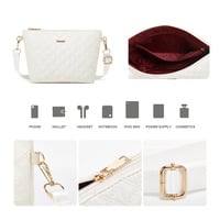 Women Fashion Synthetic Leather Handbags Tote Bag Shoulder Bag 3pcs White - Thumbnail 3