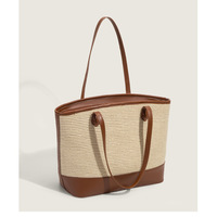 Fashion Beach Straw Woven Bag Simple Shoulder Bag Brown - Thumbnail 1