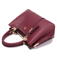 Women Faux Leather Medium Large Tote Satchel Shoulder Purse Handbag Red - Thumbnail 4