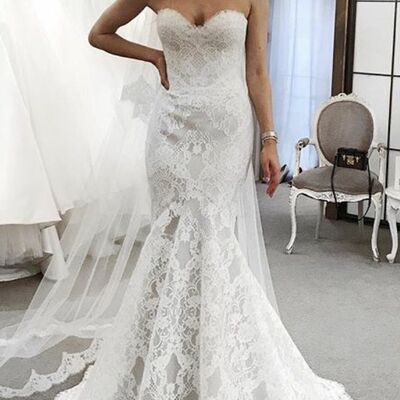Elegant mermaid sweetheart lace wedding dress bridal gown wedding gown