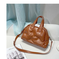 Ladies' Boston Pillow Bag Fashion Handheld Large Capacity Single Shoulder Crossbody Bag Brown - Thumbnail 2