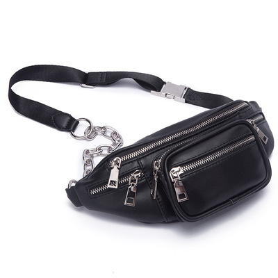 Ladies' waist bag crossbody bag black - Thumbnail 1