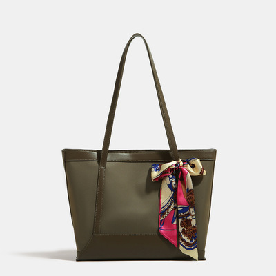 Women's shoulder bag oxford fabric patchwork tote bag green - Thumbnail 1