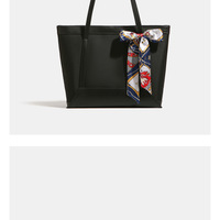 Women's Shoulder Bag Oxford Fabric Patchwork Tote Bag Black - Thumbnail 1