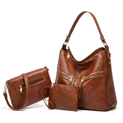 Women Fashion Handbags Wallet Tote Bag Shoulder Bag Top Handle Satchel Purse Set Brown