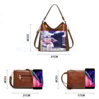Women Fashion Handbags Wallet Tote Bag Shoulder Bag Top Handle Satchel Purse Set Brown - Thumbnail 1