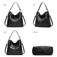Women Fashion Handbags Wallet Tote Bag Shoulder Bag Top Handle Satchel Purse Set Black - Thumbnail 2