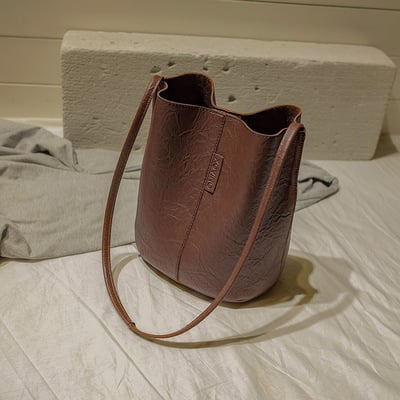 Vintage women's bag bucket bag crossbody bag brown - Thumbnail 2