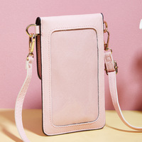 Ladies' Mobile Phone Bag Wallet Crossbody Bag Pink - Thumbnail 3
