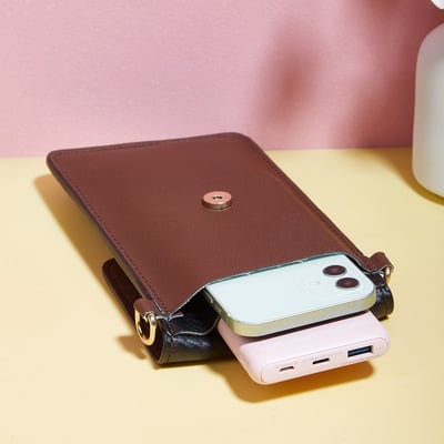 Ladies' mobile phone bag wallet crossbody bag brown