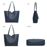 Women Pu Leather Handbag Messenger Shoulder Bag Lady Tote Purse Crossbody Blue - Thumbnail 1