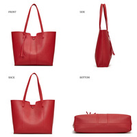 Women Pu Leather Handbag Messenger Shoulder Bag Lady Tote Purse Crossbody Red - Thumbnail 1