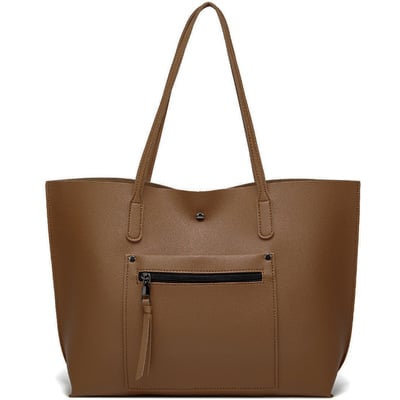 Ladies leather tote shoulder bag handbag purse messenger hobo bag brown