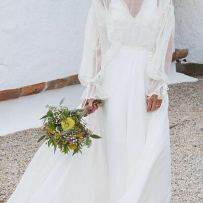 Sexy a line long sleeve beach boho wedding dress bridal gown wedding gown