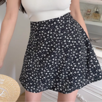 Retro short skirt holiday casual small floral A-line waist skirt - Thumbnail 1