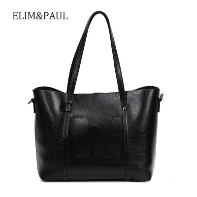 Leather purse for women real leather tote for women ladies shoulder handbag black