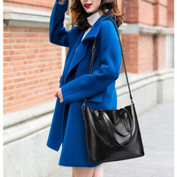 Women Vintage Hollow Handbag Oil Leather Shoulder Crossbody Bag Black - Thumbnail 1