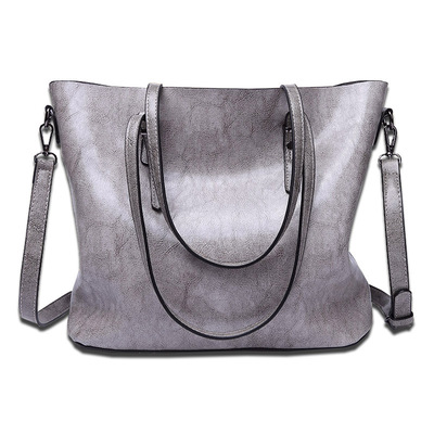 Women vintage hollow handbag oil leather shoulder crossbody bag grey