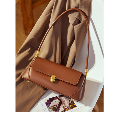 Genuine leather women tote bag handbags brown