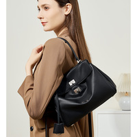 Women's Soft Genuine Leather Satchel Purses Top Handle Crossbody Bags Black - Thumbnail 1