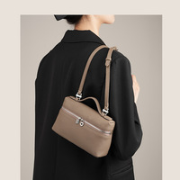 Genuine Leather Women's Bag Gigi Same Style Handbag Grey - Thumbnail 1