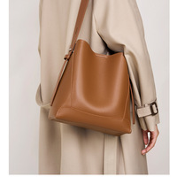 Genuine Leather Shoulder Bags Stylish Hobo Handbags Purses Crossbody Bags for Women Brown - Thumbnail 1