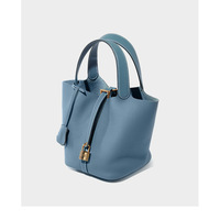 Women Genuine Leather Handbag Shoulder Purse Satchel Tote Crossbody Bag Blue - Thumbnail 2