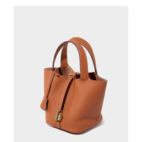 Women Genuine Leather Handbag Shoulder Purse Satchel Tote Crossbody Bag Brown - Thumbnail 2