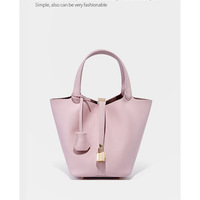 Women Genuine Leather Handbag Shoulder Purse Satchel Tote Crossbody Bag Pink - Thumbnail 1