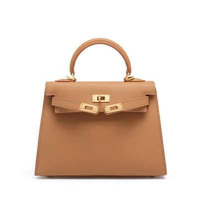 Genuine Leather Satchel Handbag for Women Vintage Handmade Shoulder Bag Brown