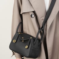 Ladies' Genuine Leather Shoulder Crossbody Bag Lindy Small Bag Black - Thumbnail 1